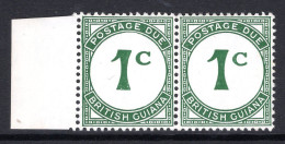 British Guiana 1952 Postage Due - Chalk-surfaced Paper - 1c Green Pair HM (SG D1a) - Guyane Britannique (...-1966)