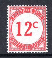 British Guiana 1952 Postage Due - Chalk-surfaced Paper - 12c Scarlet HM (SG D4a) - Guayana Británica (...-1966)