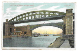 Postcard UK England Sunderland The Two Bridges River Wear Ships Posted 1904 - Altri & Non Classificati