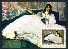 RC 27355 HONGRIE 1969 EDOUARD MANET TABLEAU MUSEUM OF FINE ART BUDAPEST CARTE MAXIMUM FDC 1er JOUR TB - Maximumkaarten