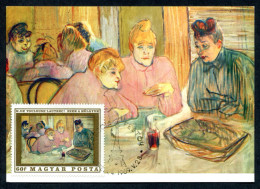 RC 27356 HONGRIE 1969 HENRI DE TOULOUSE LAUTREC TABLEAU MUSEUM OF FINE ART BUDAPEST CARTE MAXIMUM FDC 1er JOUR TB - Cartes-maximum (CM)