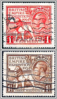 KGV. 1924. SG 430-431, 1924 Empire Exhibition. Used Hrd2 - Usati