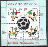 ROMANIA - 1970 - CALCIO - MONDIALI DI MESSICO -  FOGLIETTO -   MNH**(YVERT BF 76 - MICHEL 75) - 1970 – Mexique