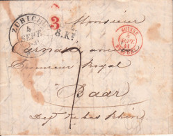 MARQUE POSTALE  LAC  SUISSE ZURICH VERS BARR  4 SEPT  1841 - ...-1845 Prephilately