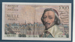 France Billet De 1000 Francs Richelieu Du7 1 1954  Juste Un Pli Central Et Deux Trous D'pingle Et Une Froissure  SUP +++ - 1 000 F 1953-1957 ''Richelieu''