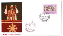 Vatican FDC 1963 Intronisation De Sa Sainteté PAUL VI, Pontifex Maximus - FDC