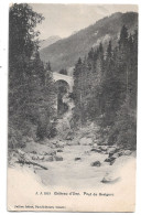 Postcard Switzerland VD Vaud Chateau D'Oex Pont De Gerignoz High Stone Bridge Gorge River Posted 1908 - Château-d'Œx