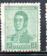 ARGENTINA 1917 JOSE DE SAN MARTIN 3c USED USADO OBLITERE' - Usati