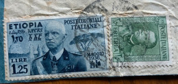 COLONIE ITALIANE ETIOPIA L. 1,25 + ERITREA L. 2,50 POSTA MILITARE 130 E * 27/1/38 - RACC. P.A. PER BARI - Emissioni Generali