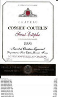 Etiquettes De Vin.  Château COSSIEU-COUTELIN 1996  (St-Estèphe).  Marcel Et Christian Quancard. ..I 059 - Bordeaux