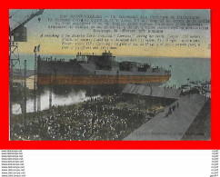 CPA BATEAUX.  SAINT-NAZAIRE  Un Lancement Aux Chantiers De L'Atlantique, Le Cuirassé " LORRAINE "...S2288 - Guerre