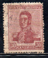 ARGENTINA 1918 1919 JOSE DE SAN MARTIN 30c USED USADO OBLITERE' - Usados
