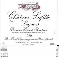 ETIQUETTES DE VIN. Château LAFITTE LAGUENS 1989  (Bordeaux).  R. Floréal Laguens. 0.75cl. ..G989 - Bordeaux