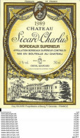 ETIQUETTES DE VIN. Château SICARD-CHARLUS 1989 (Bordeaux).  Guy Sicard. 0.75cl. ..G979 - Bordeaux