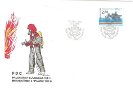 Finland   1988 150th Anniversary Of The Fire Brigade In Finland,Steam Fire Syringe (1902) ,  Mi 1057 FDC - Storia Postale