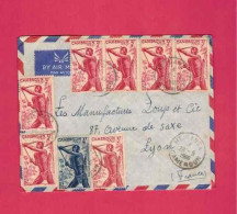 Lettre Par Avion De B1960 Pour La France- YT N° 286 En Bande De 4 + 3 Et 288 - Storia Postale