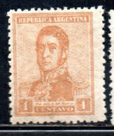 ARGENTINA 1920 JOSE DE SAN MARTIN 1c MH - Unused Stamps