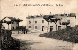 Saint-Germain-au-Mont-D'Or Canton Neuville-sur-Saône La Gare Station Rhône N°910 Cpa Voyagée En 1917 En B.Etat - Other & Unclassified