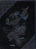 Antique Burma Lacquerware Art  Hand-painted, Hand Etched Painting Intricate Work - Art Asiatique