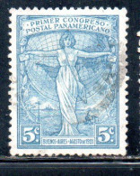 ARGENTINA 1921 ALLEGORY PAN-AMERICA 5c USED USADO OBLITERE' - Used Stamps