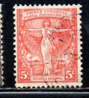 ARGENTINA 1921 ALLEGORY PAN-AMERICA 5c USED USADO OBLITERE' - Usati