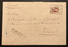 Lettre EXPRES Affr. OBP 77 Obl. Cachet Télégraphique NIMY - 1894-1896 Tentoonstellingen