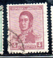 ARGENTINA 1922 1923 JOSE DE SAN MARTIN 4c USED USADO OBLITERE' - Usati