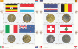 2006 United Nations Geneva Flags Coins Italy Lebanon Switzerland Miniature Sheet Of 8 MNH  @ BELOW FACE VALUE - Ongebruikt