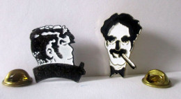 Pin's X 2 - Corto Maltesse Et Groucho Marx - Black And White - - Personnes Célèbres