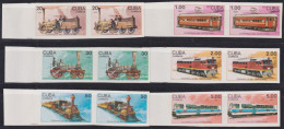 1988.134 CUBA MNH 1988 IMPERFORATED PROOF HISTORY OF RAILROAD RAILWAYS FERROCARRIL PAIR.  - Sin Dentar, Pruebas De Impresión Y Variedades