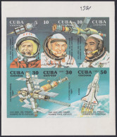 1991.115 CUBA MNH 1991 IMPERFORATED PROOF SPECIAL SHEET SPACE GAGARIN COSMOS.  - Non Dentellati, Prove E Varietà
