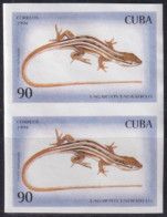 1994.347 CUBA 1994 90c IMPERFORATED PROOF LIZARD LAGARTO GECKO PAIR NO GUM.  - Geschnittene, Druckproben Und Abarten