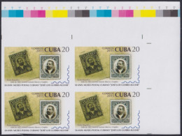 2013.642 CUBA MNH 2013 20c IMPERFORATED PROOF POSTAL MUSEUM BLOCK 4.  - Sin Dentar, Pruebas De Impresión Y Variedades