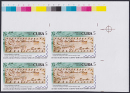 2013.645 CUBA MNH 2013 5c IMPERFORATED PROOF POSTAL MUSEUM BLOCK 4.  - Imperforates, Proofs & Errors