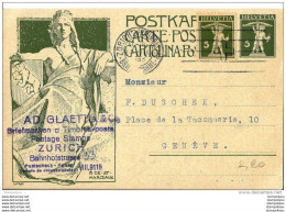 7 - 59 - Entier Postal  5cts Avec Affrancissement Complémentaireoblit Mécanique De Zürich 1932 - Vignette Au Dos - Entiers Postaux