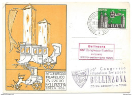 54 - 48 - Carte Avec Oblit Spéciale "Bellinzona 66. Congresso Filatelico Svizzero 1956" - Marcophilie
