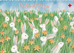 Postal Stationery - Hares - Bunnies On Flower Meadow - Happy Easter - Red Cross 2002 - Suomi Finland - Postage Paid - Entiers Postaux