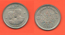 Thailandia 1 Baht 1961 Thaïlande Thailand King Rama IX° & Queen Sirikit  Nickel Coin - Tailandia
