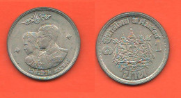 Thailandia 1 Baht 1961 Thaïlande Thailand King Rama IX° & Queen Sirikit  Nickel Coin - Thailand