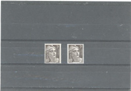 VARIÉTÉS -N°715 -GANDON 3 F BRUN N* -BALAFRES SUR LE FRONT ET SUR LA JOUE GAUCHE (BOUCHE) + 1 NORMAL - Unused Stamps