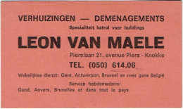 Carte Visite. Transports-Déménagements Léon Van Maele, Knokke. Pierslaan. - Visitenkarten