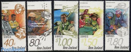 New Zealand 1996 Rescue Services 5v, Mint NH, Health - Transport - Health - Red Cross - Automobiles - Fire Fighters & .. - Ungebraucht