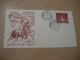 VILA FRANCA DE XIRA 1953 Expo Filatelica Toro Rejoneador Cow Bull Horse Matador Cancel Cover PORTUGAL - Storia Postale