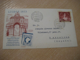 LISBOA 1953 To Barcelona Spain Expo Filatelica Int. Centenary Postage Stamp Cancel Cover PORTUGAL - Covers & Documents