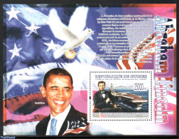 Guinea, Republic 2009 A. Lincoln S/s, Mint NH, History - Transport - American Presidents - Flags - Nobel Prize Winners.. - Nobel Prize Laureates
