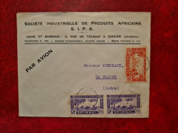 LETTRE Sénégal Dakar   Entête Société Industrielle De Produits Africains - Cartas & Documentos