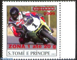 Sao Tome/Principe 2009 Monkey, Overprint Zona 1, Mint NH, Sport - Transport - Sport (other And Mixed) - Motorcycles - Motorbikes