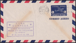 1949-EP-198 CUBA REPUBLICA 1949 5c AIRMAIL AIRPLANE FDC VIOLET COVER POSTAL STATIONERY.  - Otros & Sin Clasificación