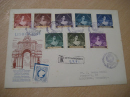 LISBOA 1953 Centenario Sello Postal Centenary MARIA II Set Queen Royalty Royal Family Registered FDC Cover PORTUGAL - Lettres & Documents