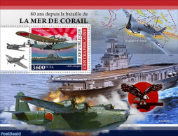 Central Africa 2022 80 Years Since The Battle Of The Coral Sea, Mint NH, History - Transport - World War II - Aircraft.. - Seconda Guerra Mondiale